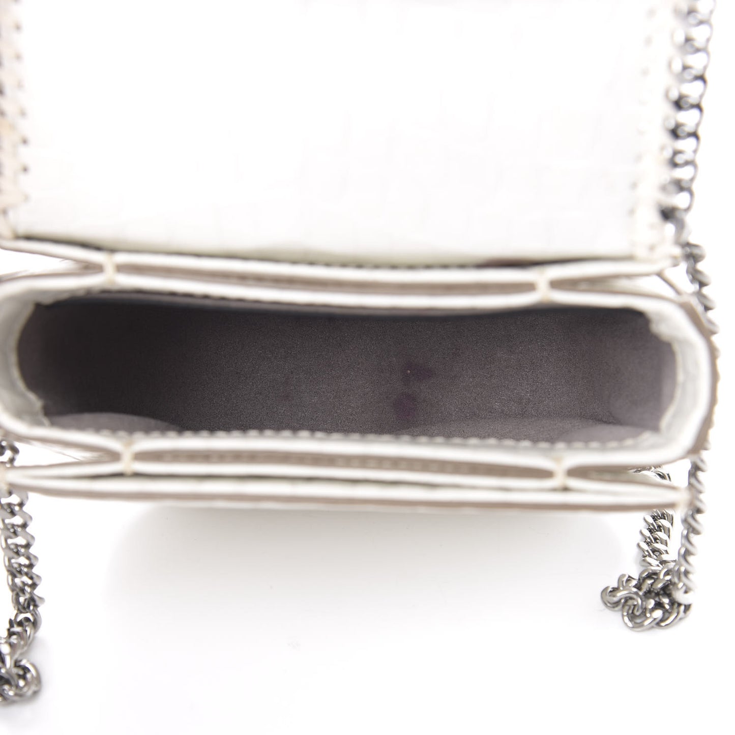 Embossed Crocodile Effect Medium Falabella Box Shoulder Bag Ivory