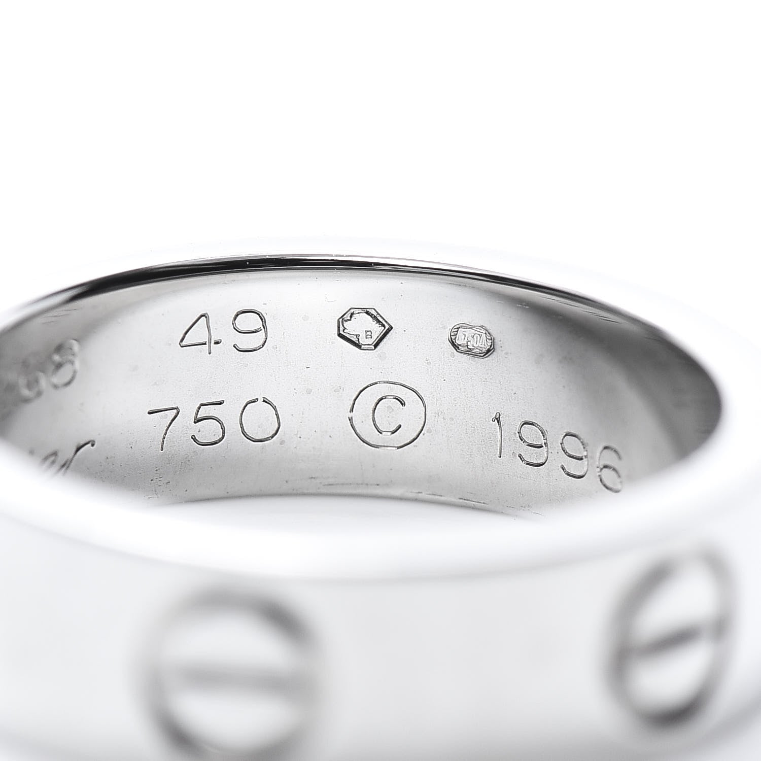 Cartier 18K White Gold 5.5mm LOVE Ring 49 4.75 5 of 5