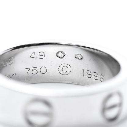 Cartier 18K White Gold 5.5mm LOVE Ring 49 4.75 5 of 5