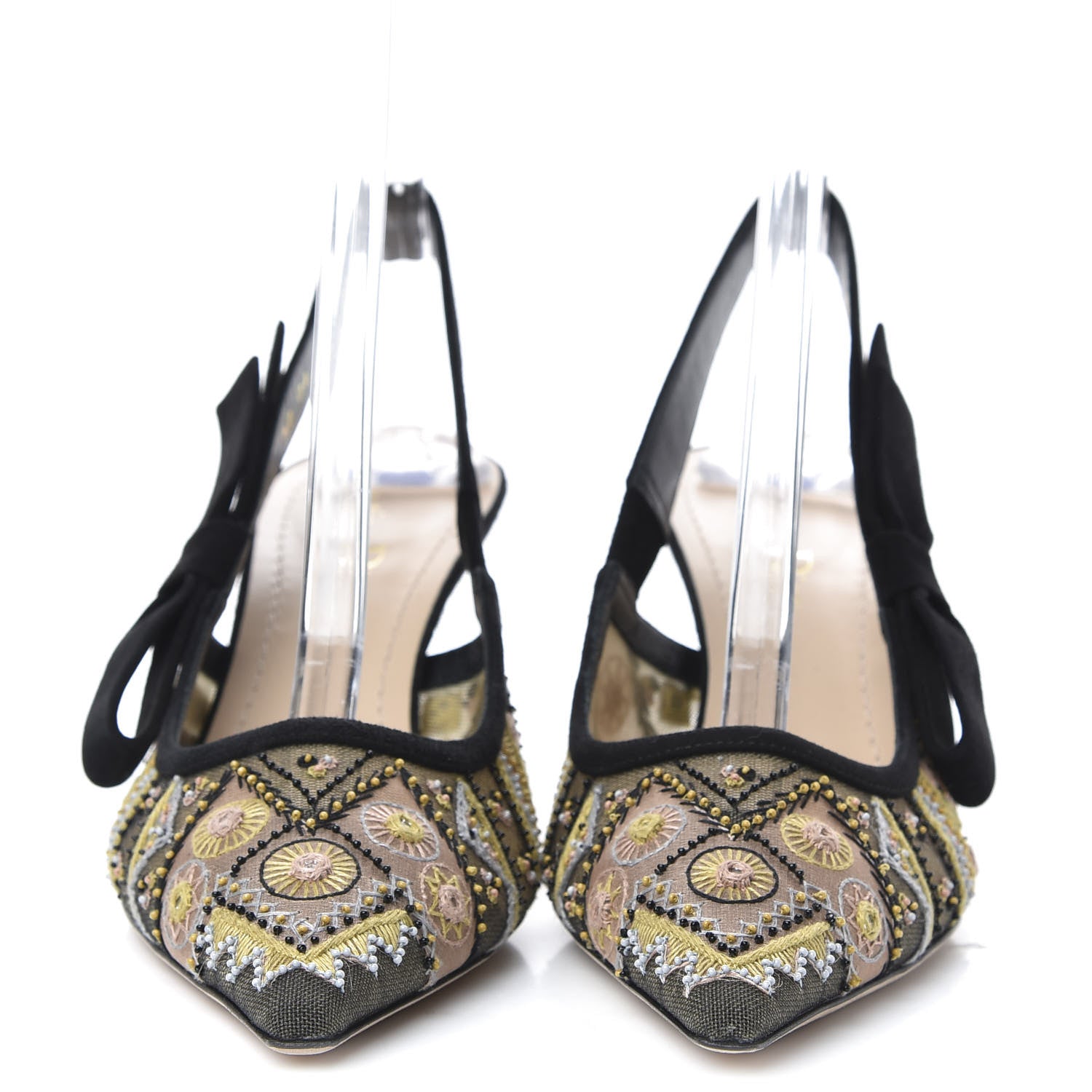 Christian Dior Embroidered Calfskin Beaded Sweet D Sling-Back Pumps 38.5 Multicolor 2 of 9