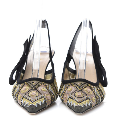 Christian Dior Embroidered Calfskin Beaded Sweet D Sling-Back Pumps 38.5 Multicolor 2 of 9