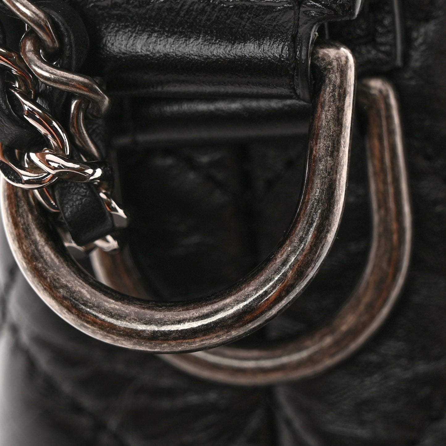 Aged Calfskin Quilted Small Gabrielle Hobo Black