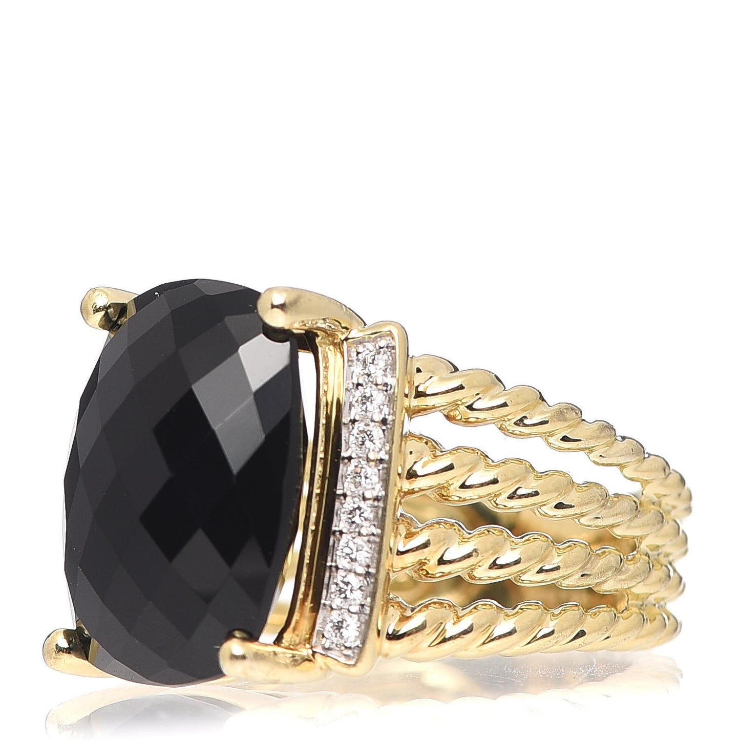 18K Yellow Gold Diamond Black Onyx 16mm Wheaton Ring 54 7