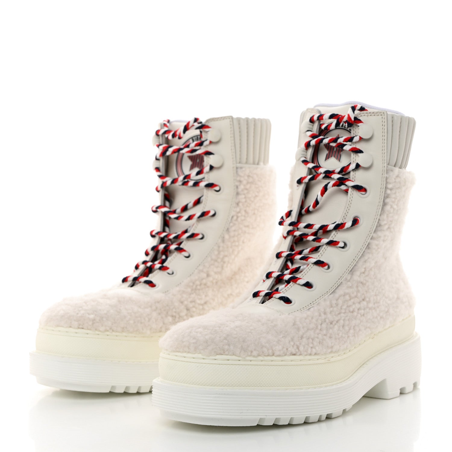 Christian Dior Calfskin Shearling Hike Ankle Boots 37.5 White 3 of 9