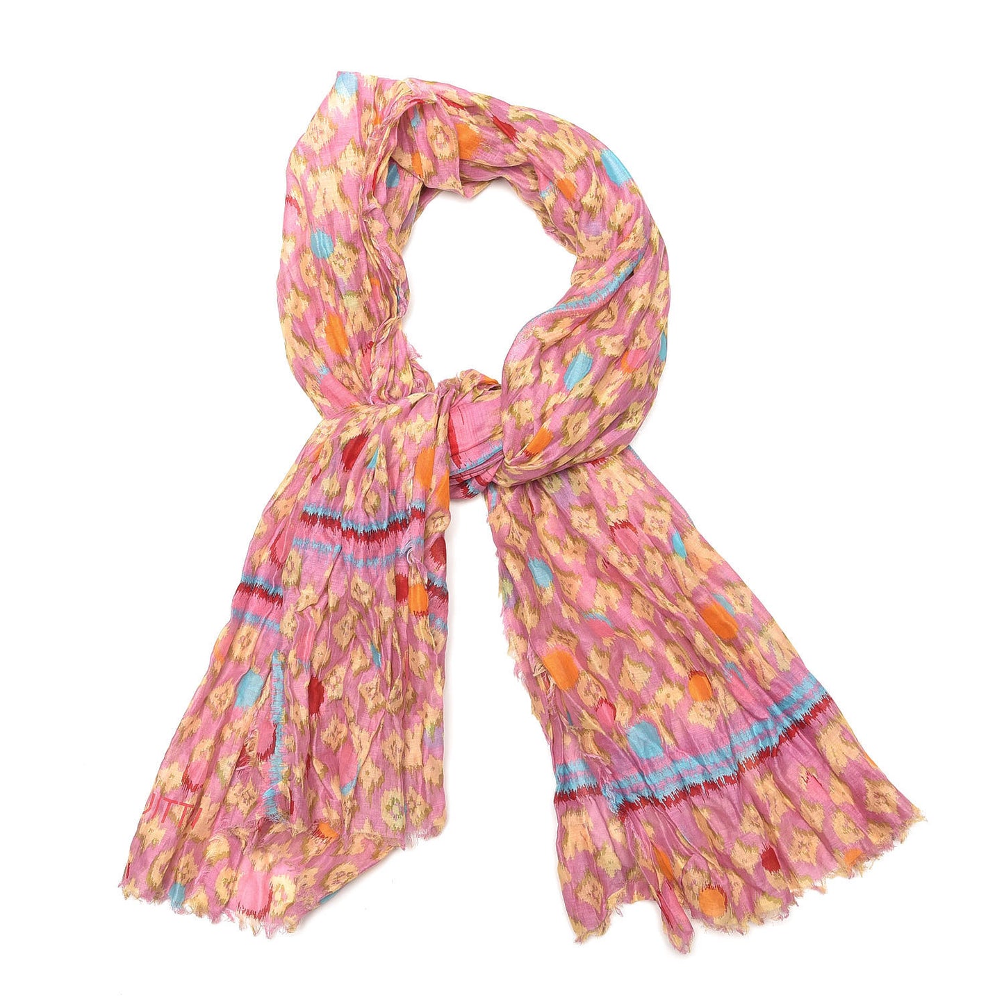 Cotton Monogram Ikat Pareo Scarf Rose