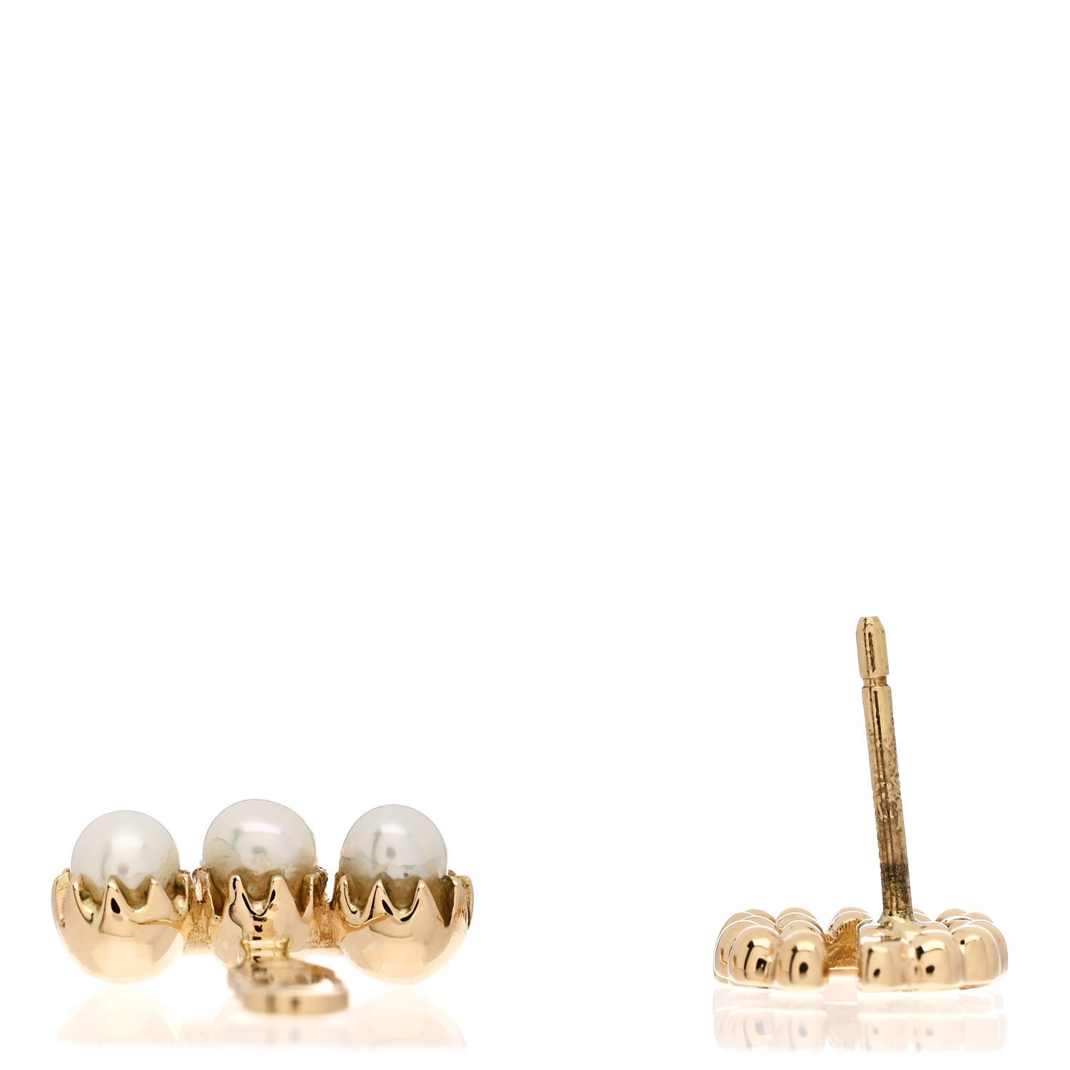 Gucci 18K Yellow Gold Pearl Single GG Running Earring 3 of 5