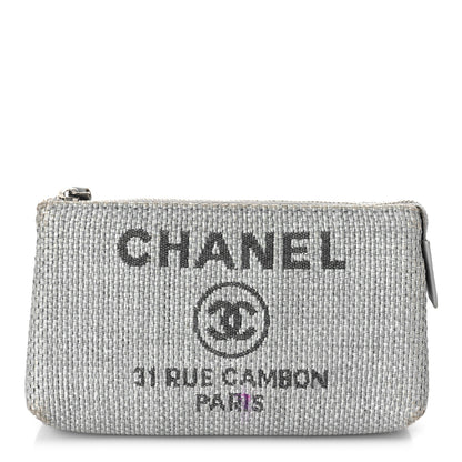 Chanel Woven Straw Raffia Deauville Cosmetic Pouch Grey 1 of 11