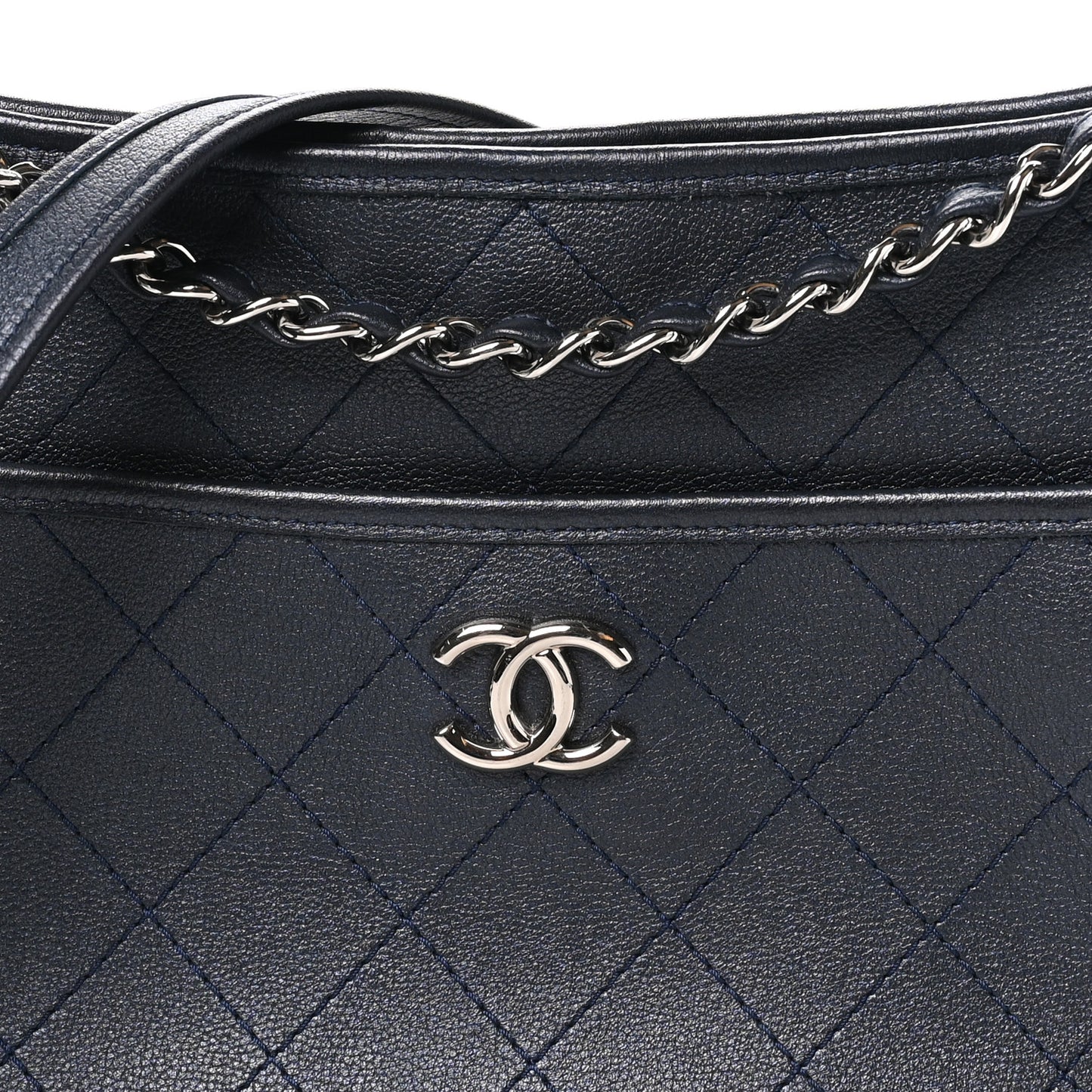 Calfskin Quilted Large Jungle Stroll Hobo Bag Navy