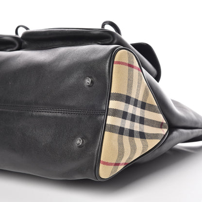 Burberry Calfskin Haymarket Check Toggle Shoulder Bag Black 14 of 14