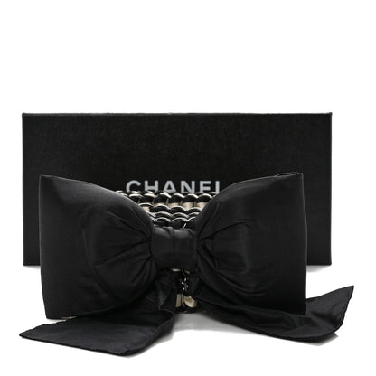 Chanel Grosgrain Silk Chain CC Bow Belt Black Ecru 8 of 8
