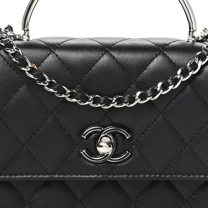 Chanel Lambskin Quilted Metal Top Handle Crossbody Flap Black 10 of 16