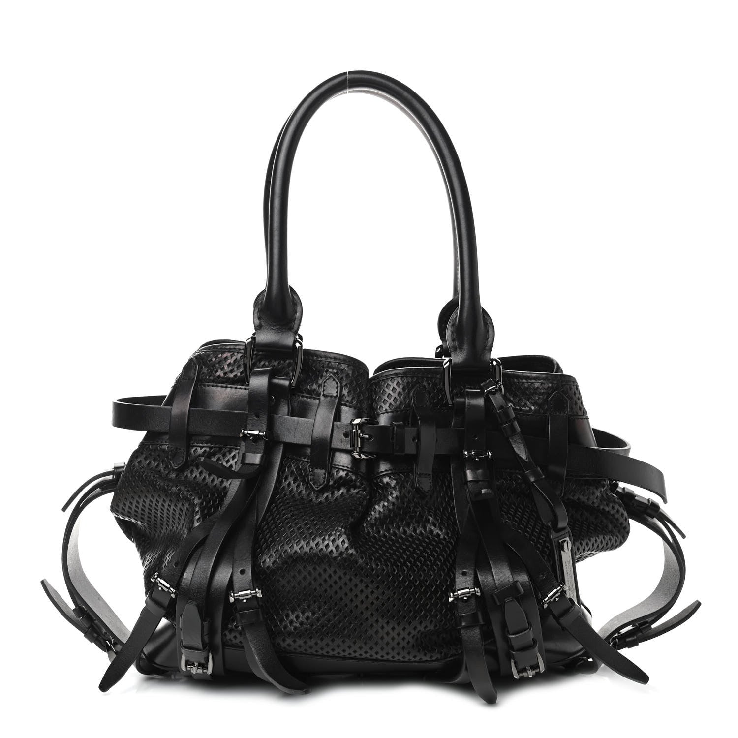 Burberry Perforated Calfskin Belted Bag Black 1 of 11