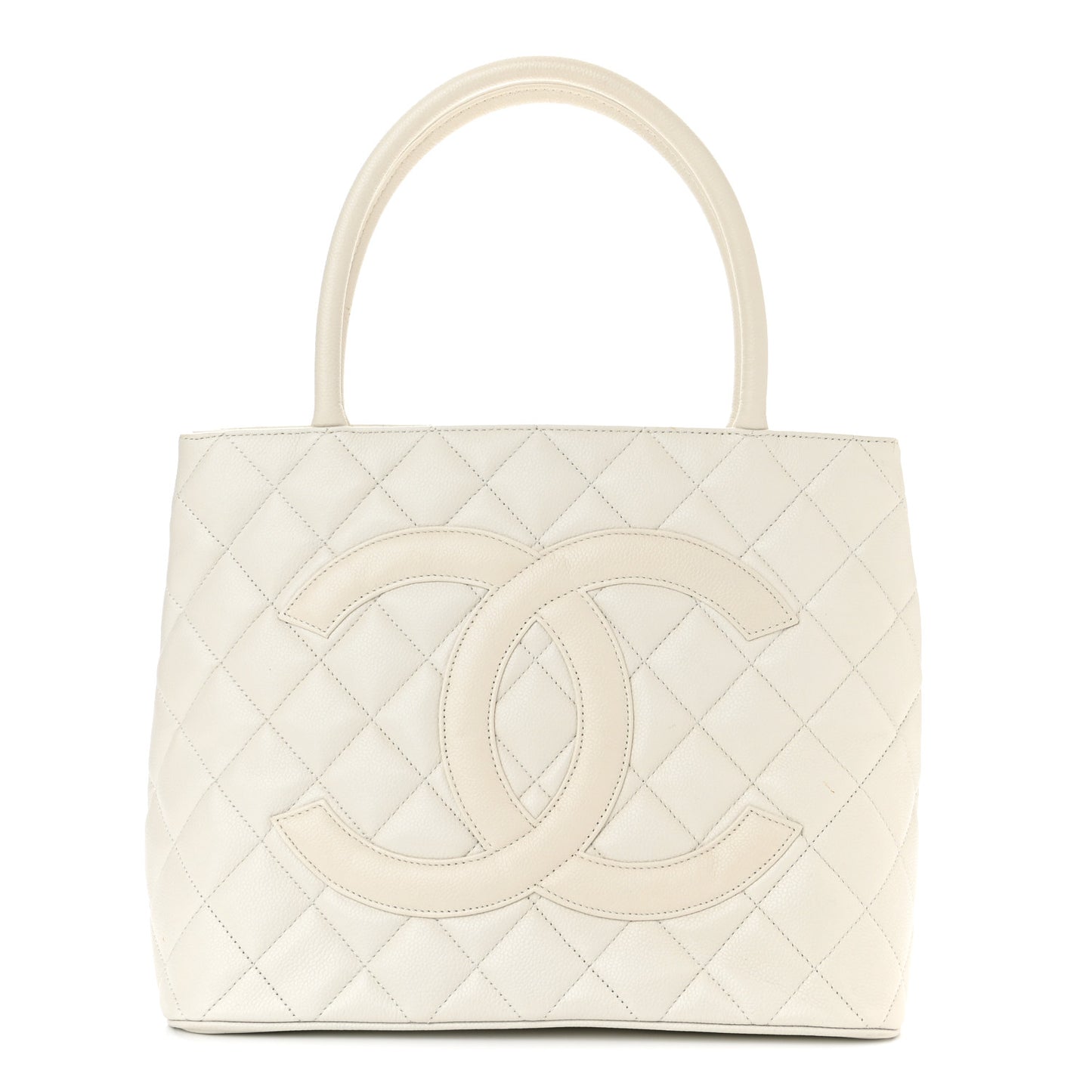 Caviar Quilted Medallion Tote White