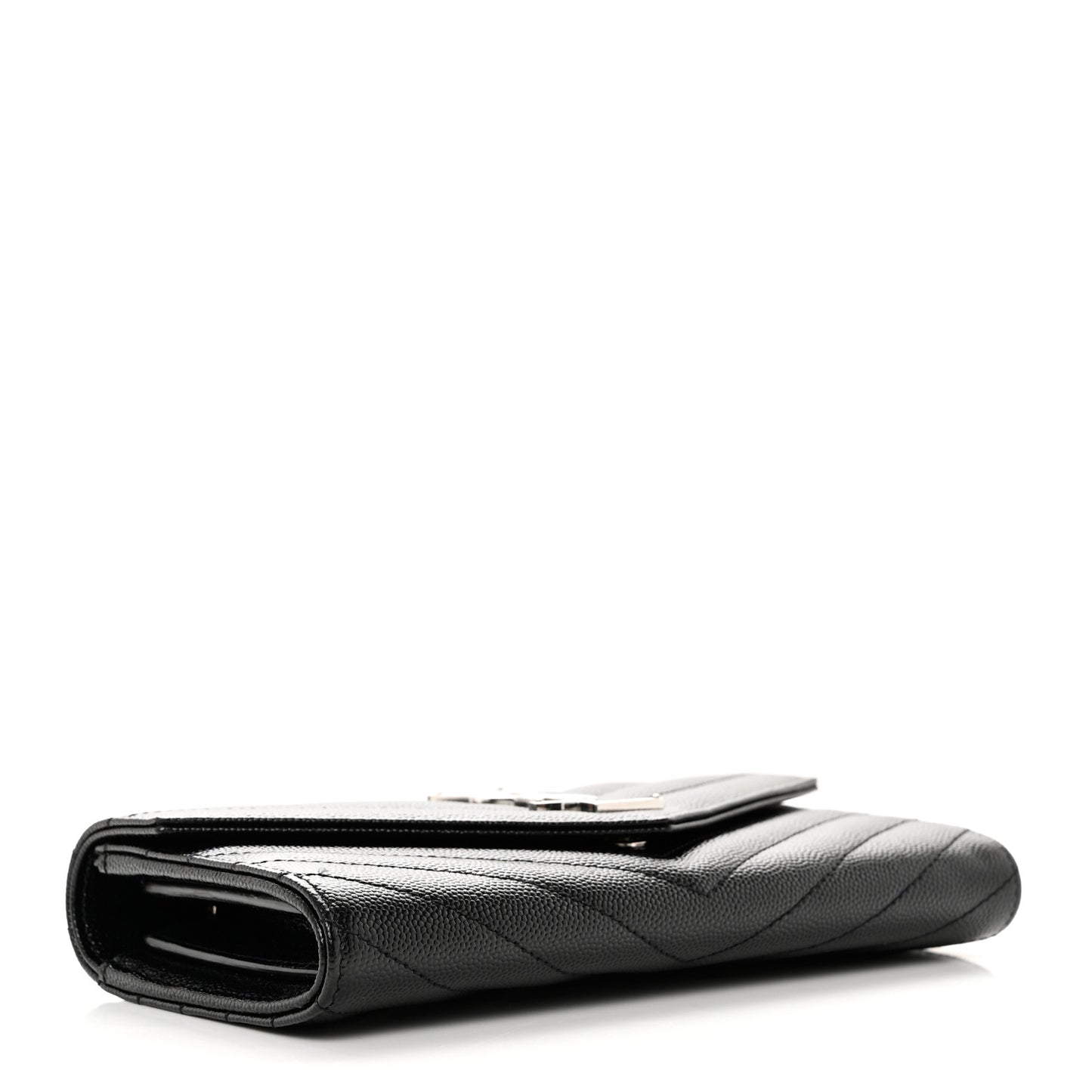 Grain De Poudre Matelasse Chevron Monogram Flap Wallet Black
