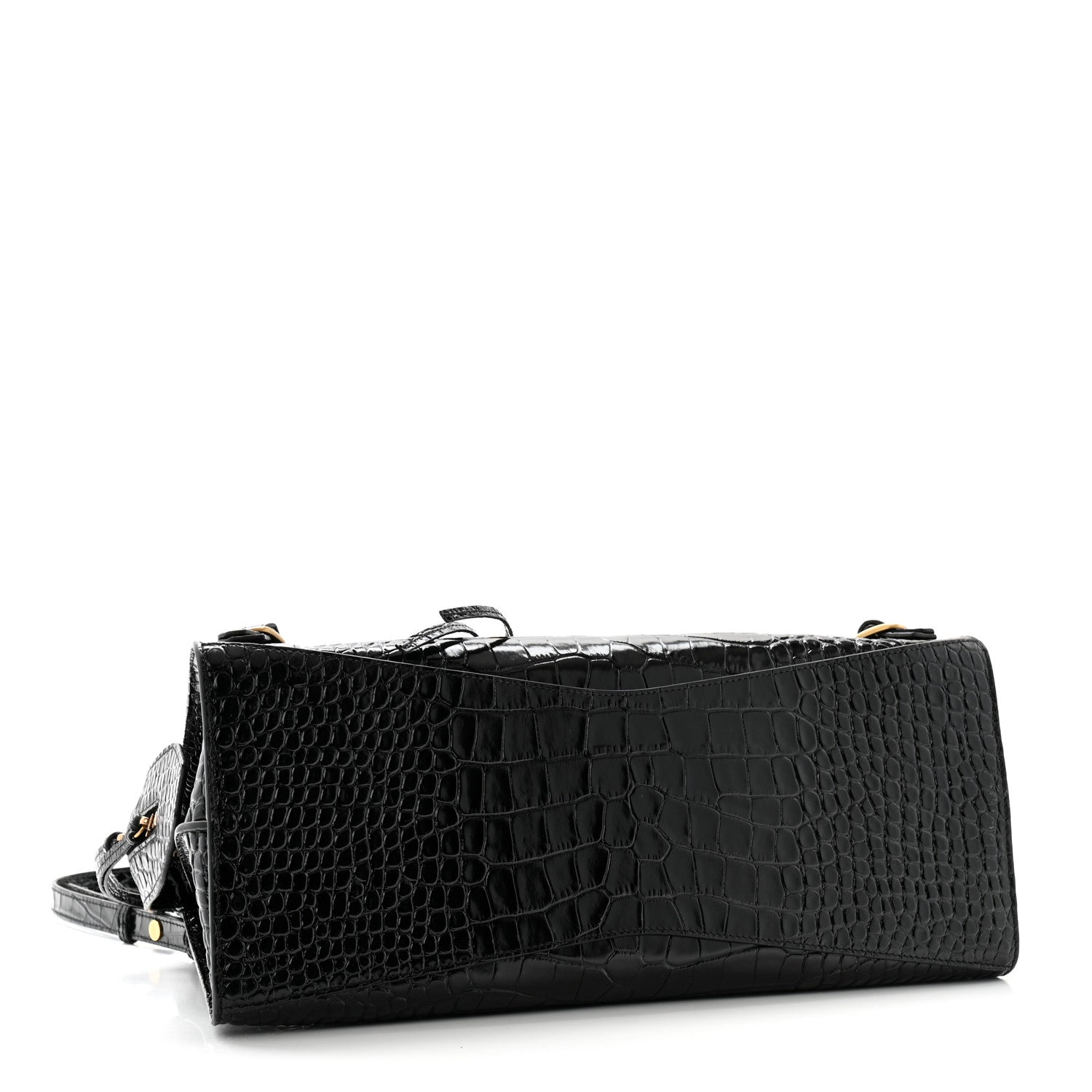 Balenciaga Shiny Supple Calfskin Crocodile Embossed Brass Hardware Neo Classic City Black 4 of 10