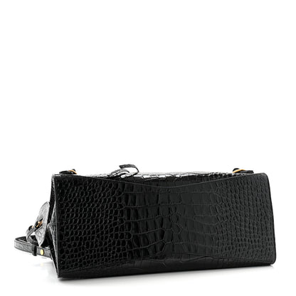 Balenciaga Shiny Supple Calfskin Crocodile Embossed Brass Hardware Neo Classic City Black 4 of 10