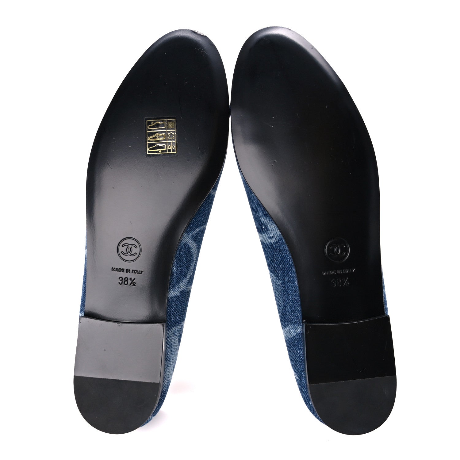 Chanel Denim Printed CC Cap Toe Ballerina Flats 38.5 Blue White 5 of 9