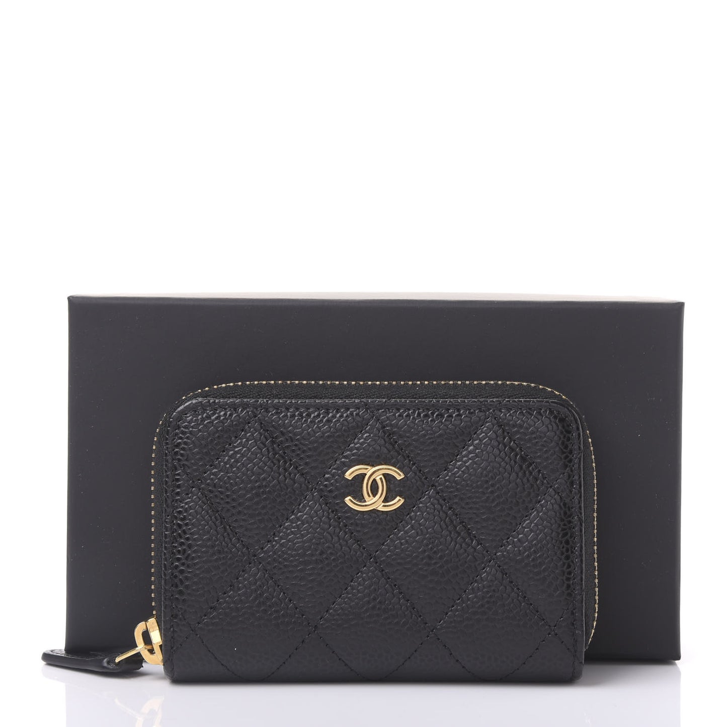 Caviar Quilted Zip Coin Purse Black