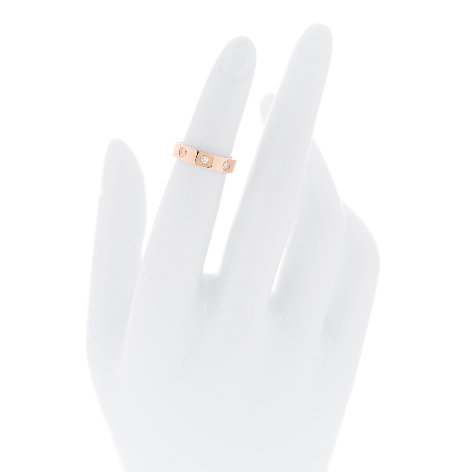 Cartier 18K Pink Gold 8 Diamond 4mm LOVE Wedding Band Ring 46 3.75 2 of 4