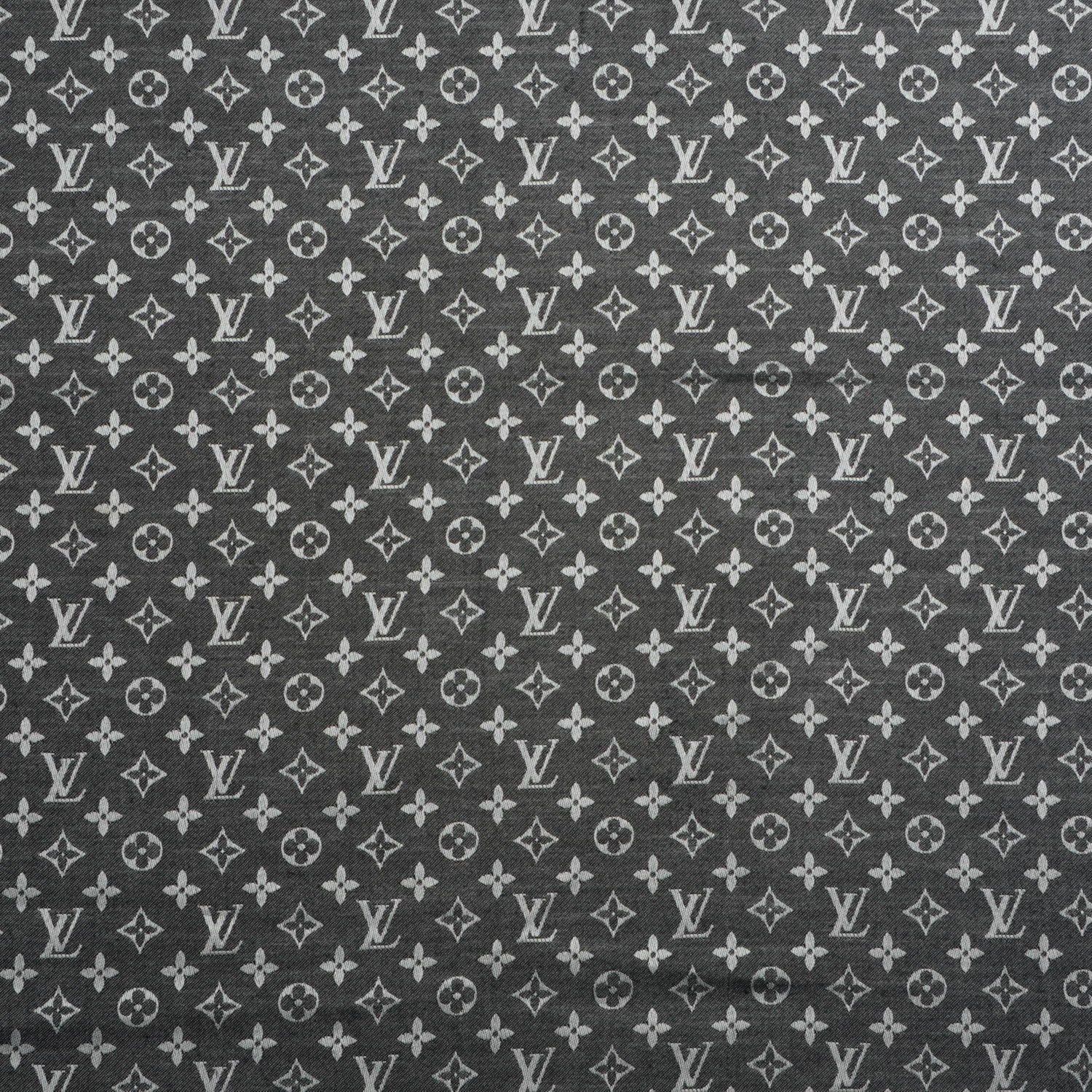 Louis Vuitton Wool Silk Monogram Denim Shawl Black 1 of 5