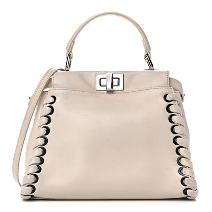 Fendi Nappa Lace Up Mini Peekaboo Iconic Satchel Bianco Carta 1 of 13