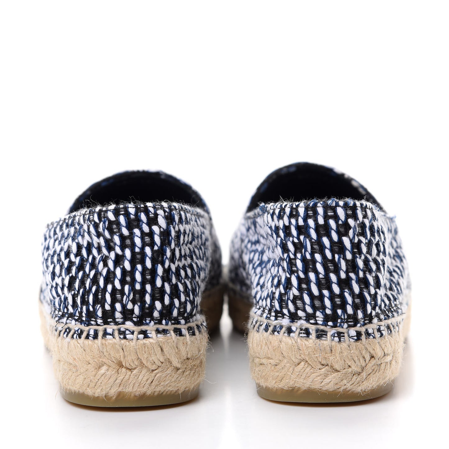 Tweed Grosgrain CC Espadrilles 38 Black Navy White