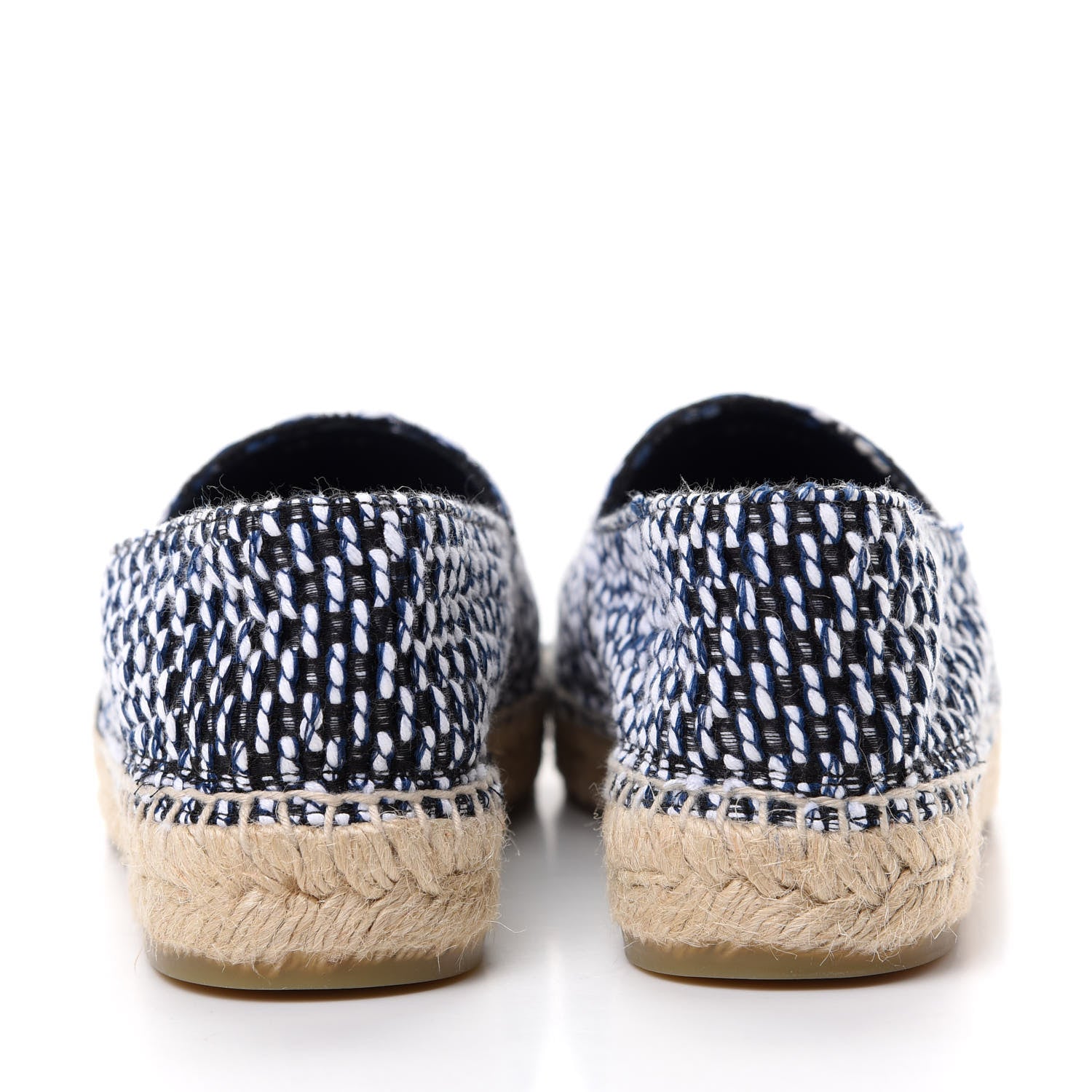 Chanel Tweed Grosgrain CC Espadrilles 38 Black Navy White 7 of 11
