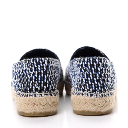 Chanel Tweed Grosgrain CC Espadrilles 38 Black Navy White 7 of 11