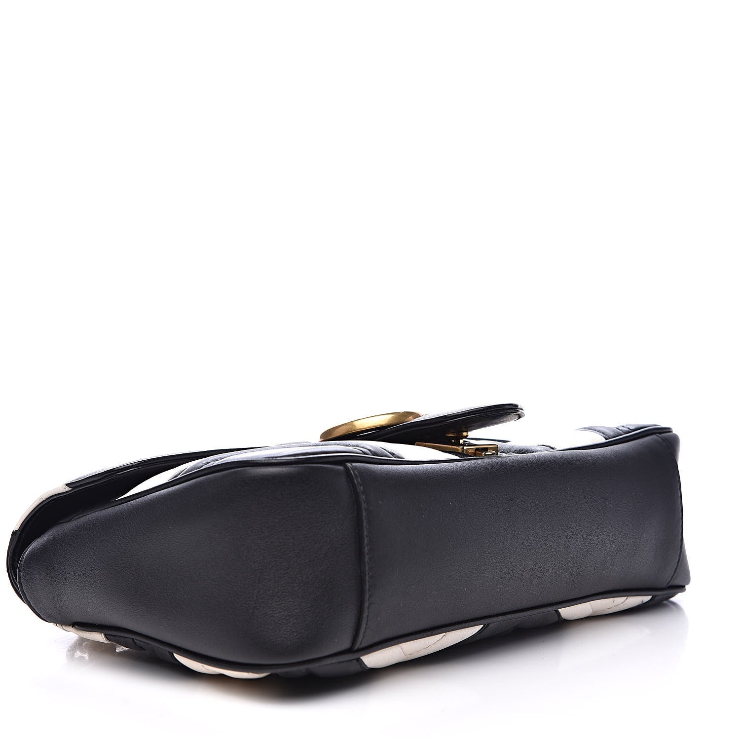 Gucci Calfskin Matelasse Small GG Marmont Shoulder Bag Black White 4 of 15