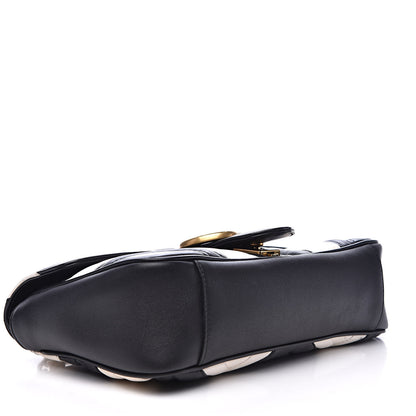 Gucci Calfskin Matelasse Small GG Marmont Shoulder Bag Black White 4 of 15