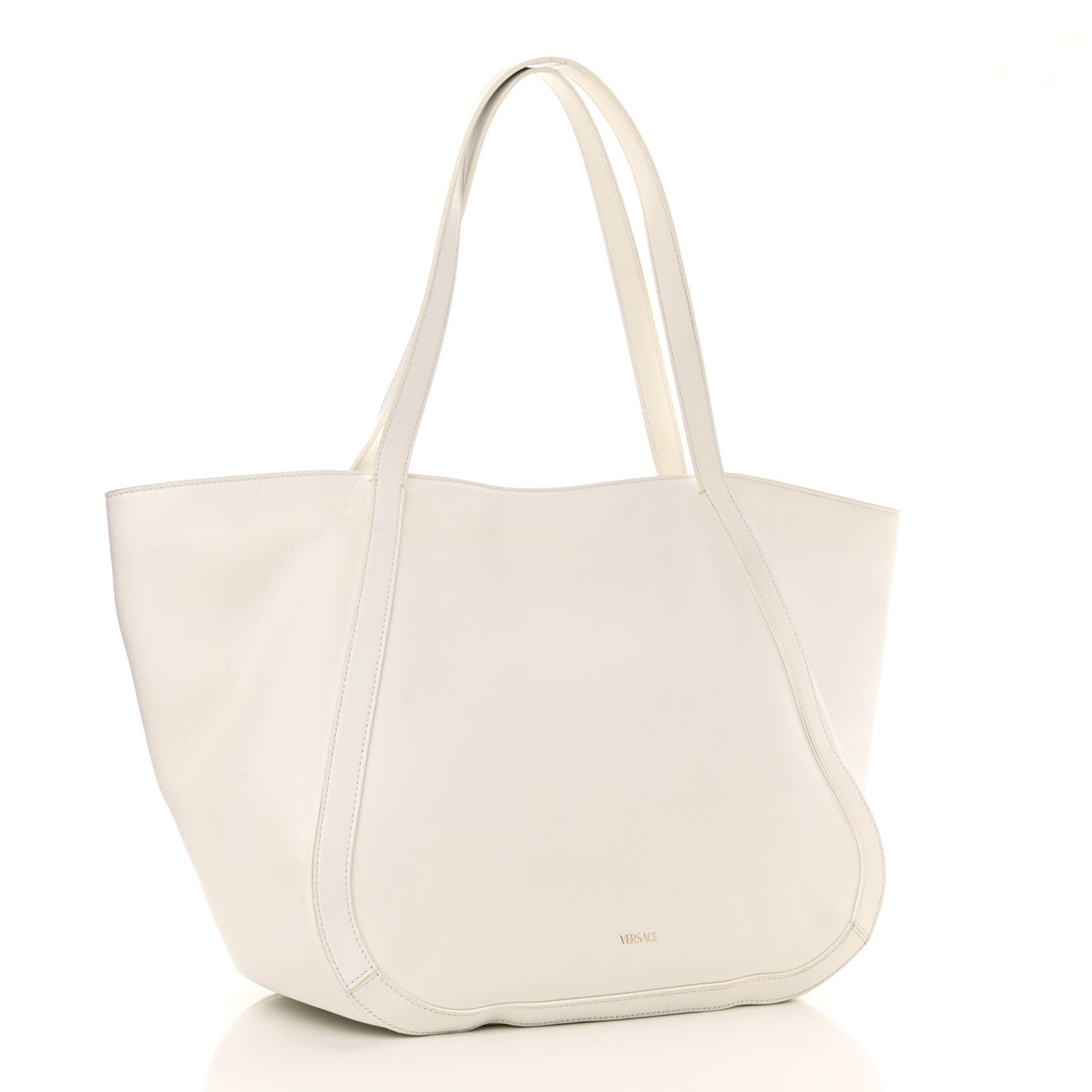 Calfskin Greca Goddess Tote Bag White