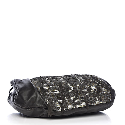 Valentino Garavani Nappa Sequin Chain Glam Tote Dark Grey 5 of 11
