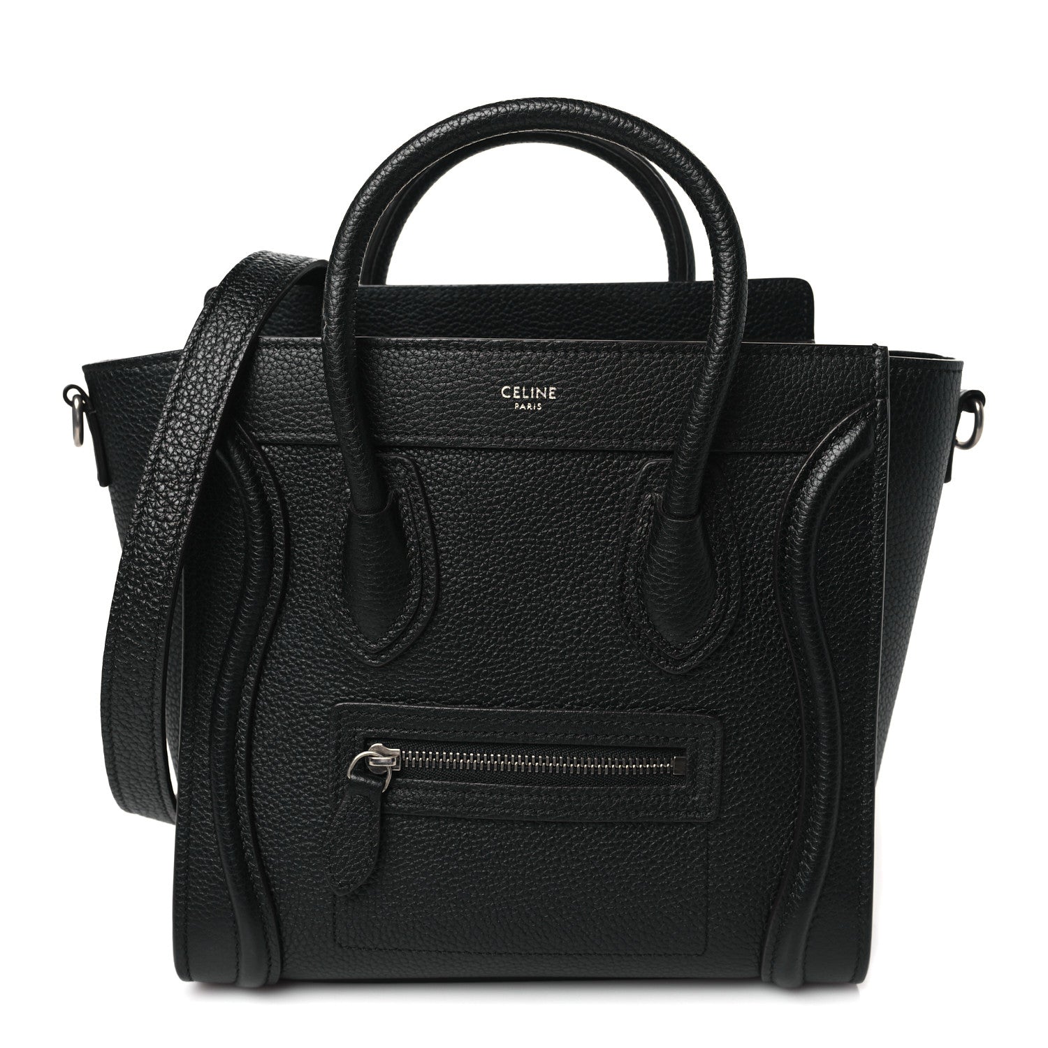Celine Drummed Calfskin Nano Luggage Black 1 of 10