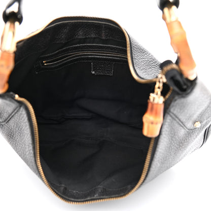 Gucci Pebbled Calfskin Web Bamboo Ring Hobo Black 5 of 13