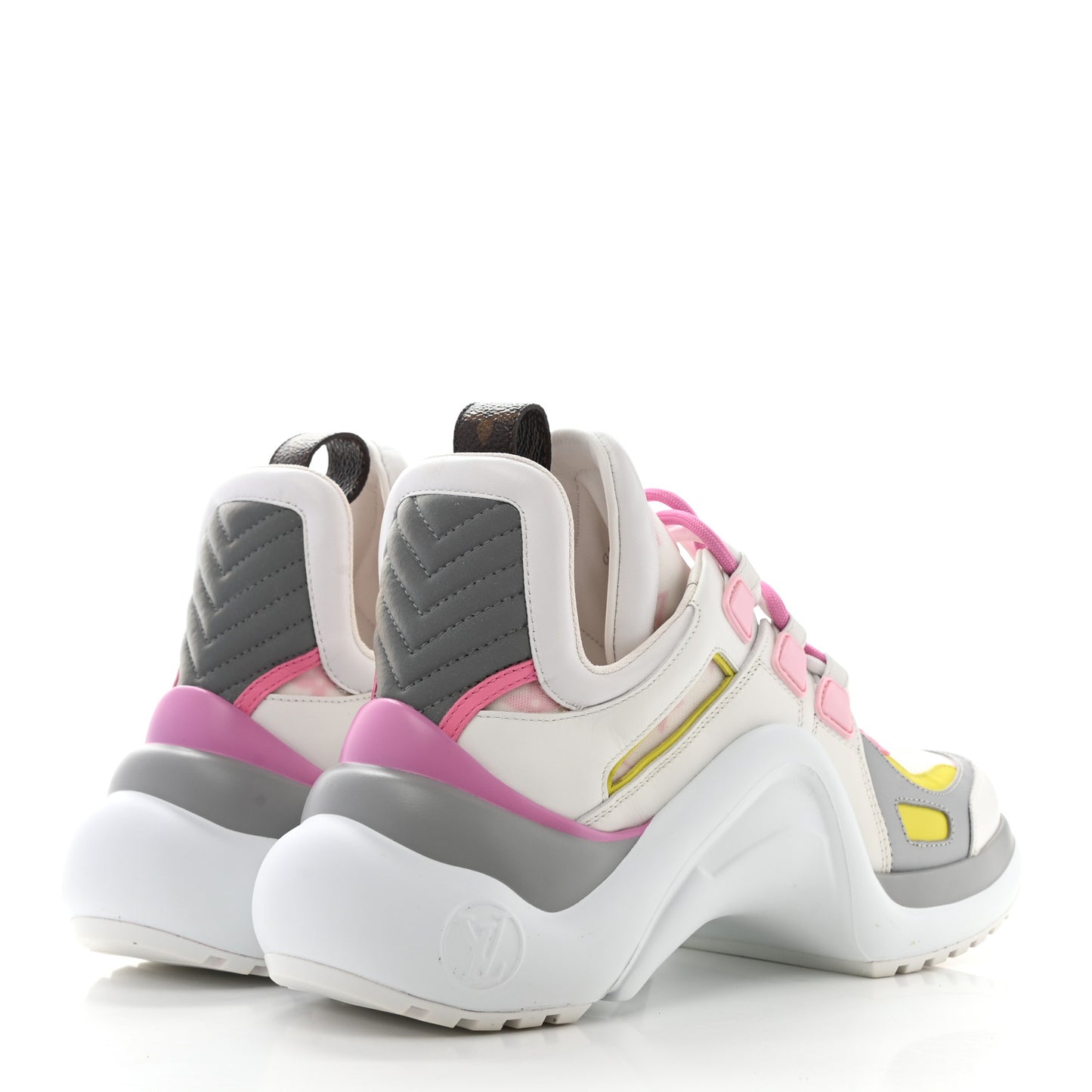 Calfskin Technical Nylon LV Archlight Sneakers 36.5 White Pink Yellow