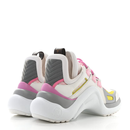 Louis Vuitton Calfskin Technical Nylon LV Archlight Sneakers 36.5 White Pink Yellow 4 of 8