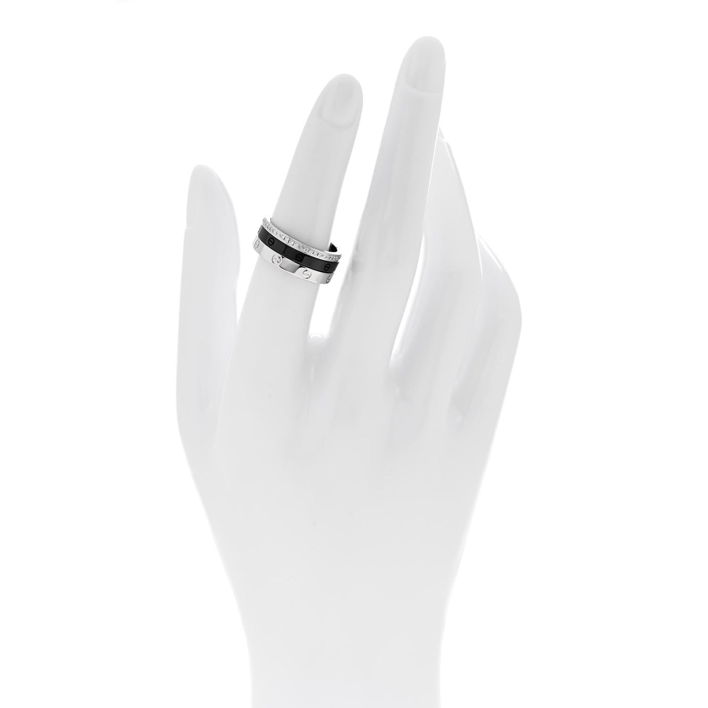 18K White Gold Diamond Ceramic LOVE Ring Set 53 6.25