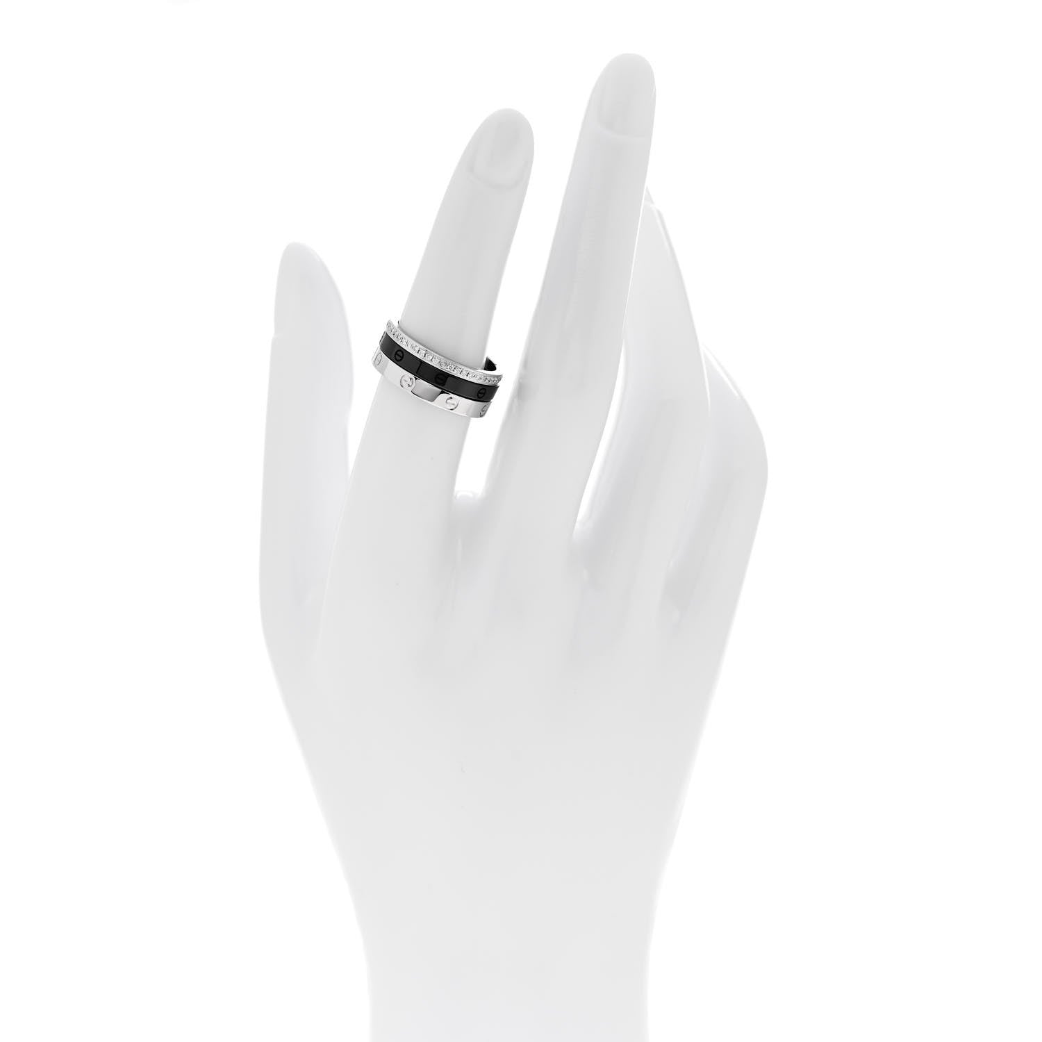 Cartier 18K White Gold Diamond Ceramic LOVE Ring Set 53 6.25 2 of 6