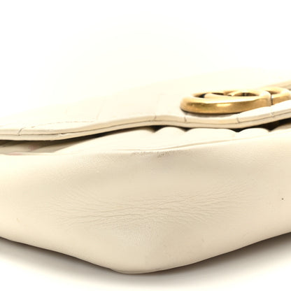 Gucci Calfskin Matelasse Super Mini GG Marmont Shoulder Bag White 8 of 11