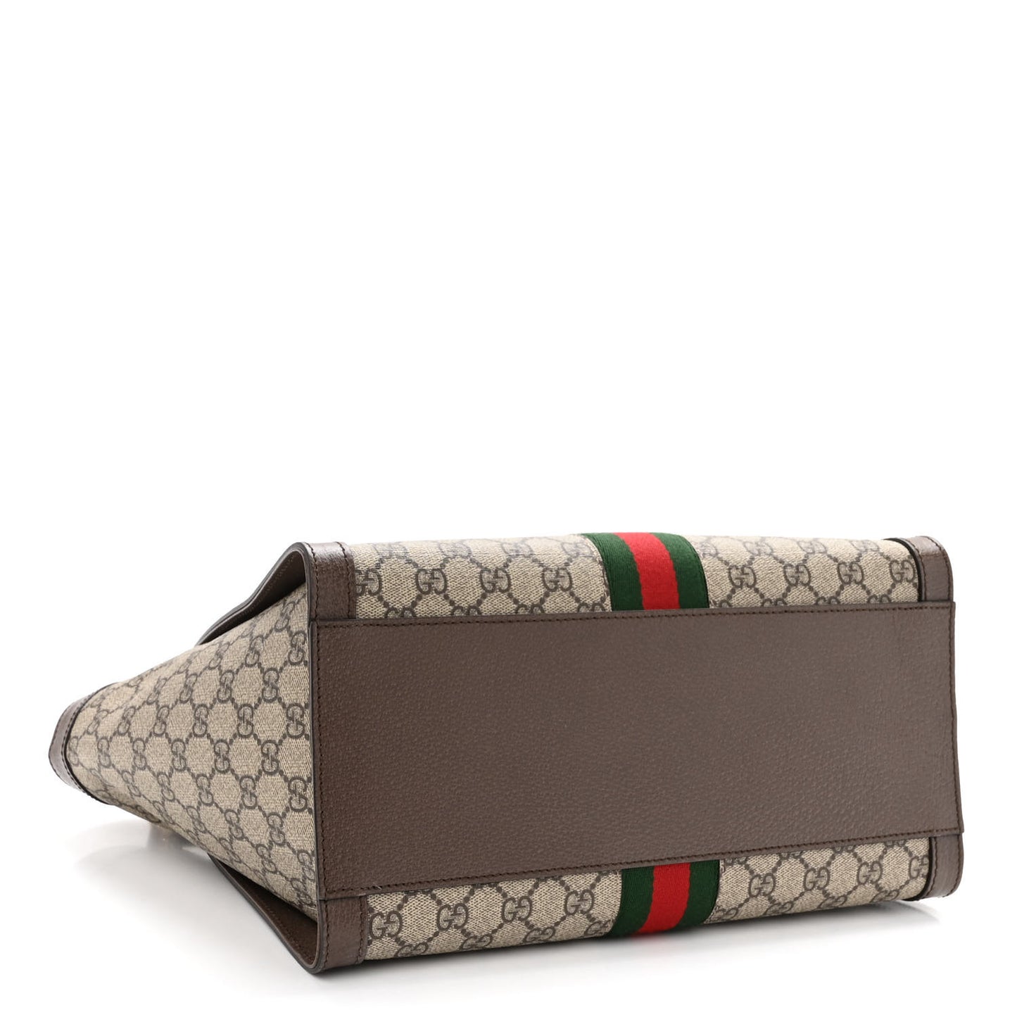 GG Supreme Monogram Web Medium Ophidia Tote Bag Brown