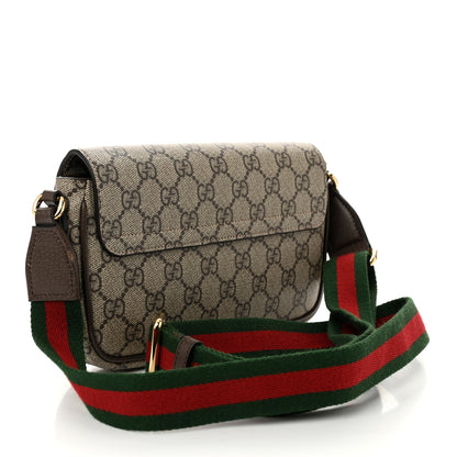 Gucci GG Supreme Monogram Textured Dollar Calfskin Web Mini Ophidia Envelope Shoulder Bag Beige Ebony 2 of 10