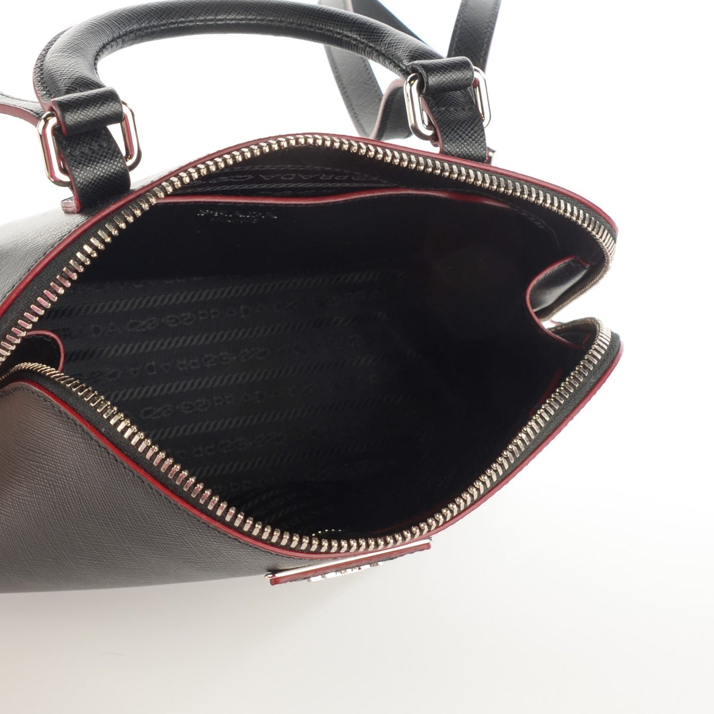 Saffiano Lux Promenade Backpack Black Rosso