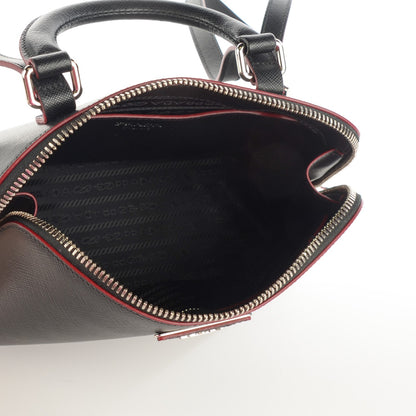 Prada Saffiano Lux Promenade Backpack Black Rosso 5 of 8