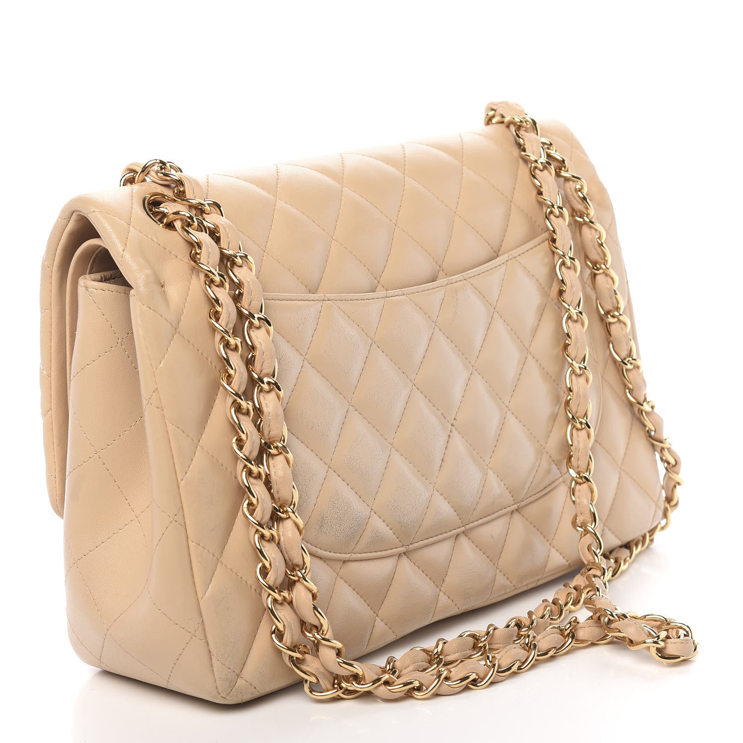 Chanel Lambskin Quilted Jumbo Double Flap Beige 3 of 18