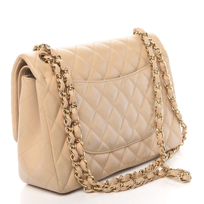 Chanel Lambskin Quilted Jumbo Double Flap Beige 3 of 18
