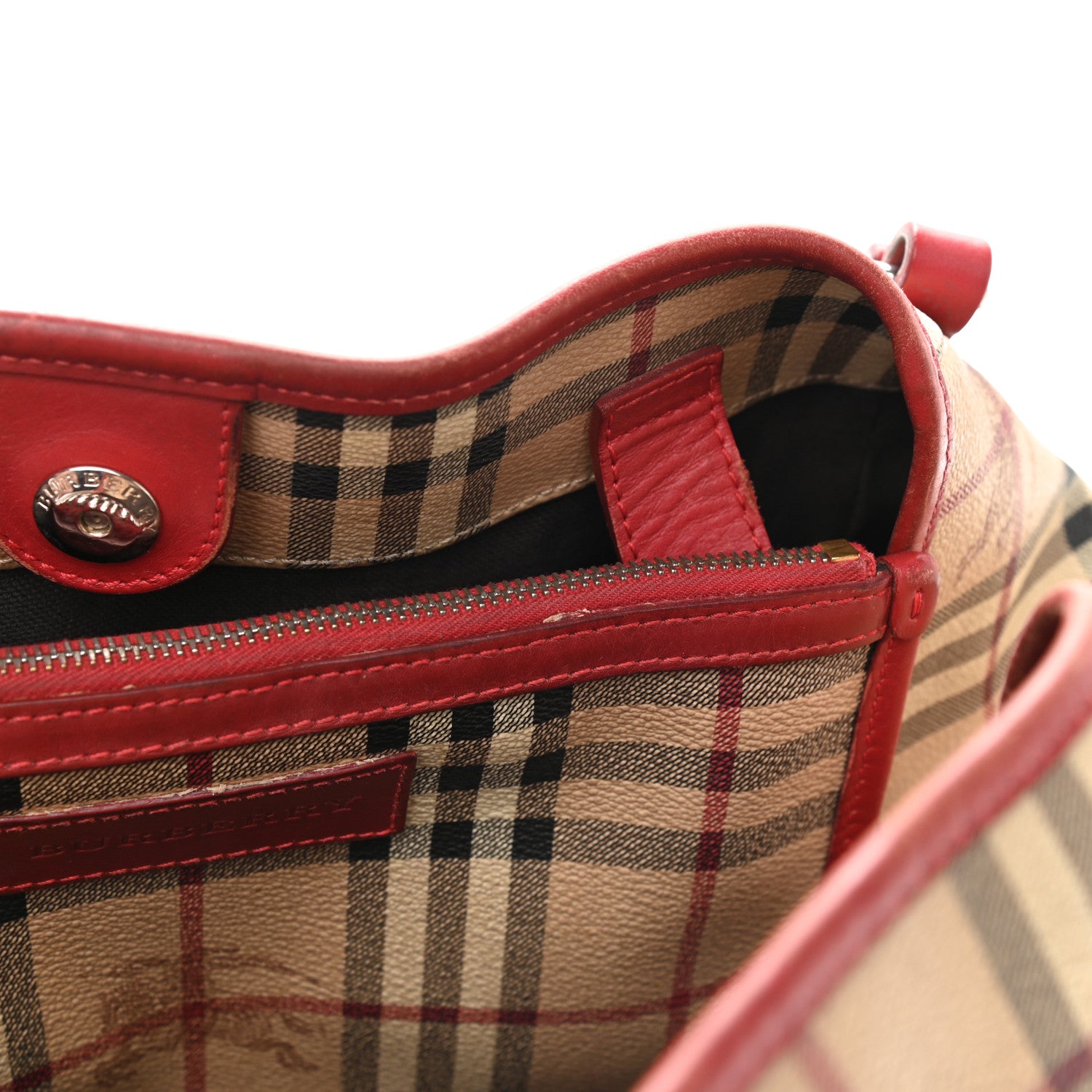 Burberry Haymarket Check Small Canterbury Tote Military Red 10 of 17