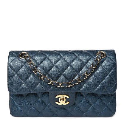 Chanel Iridescent Caviar Quilted Small Double Flap Dark Blue 1 of 10