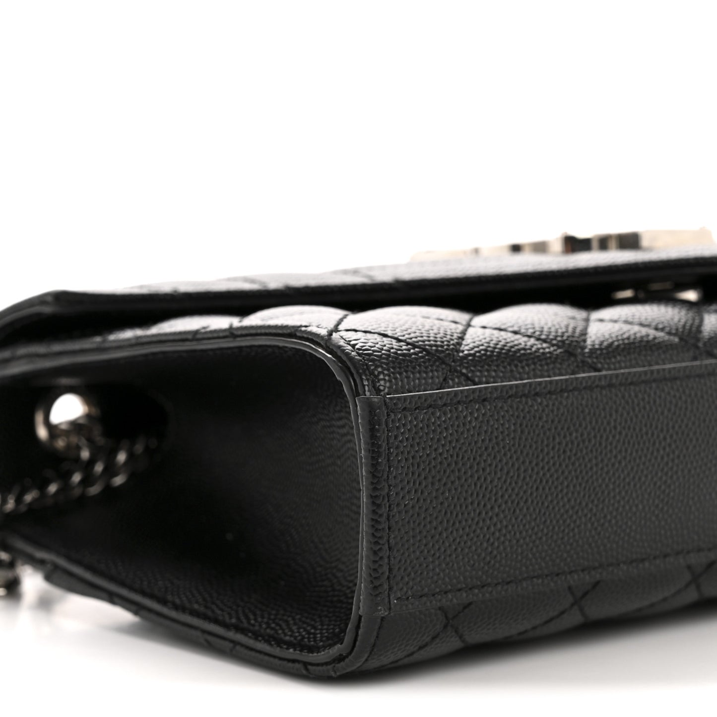 Grain De Poudre Textured Mixed Matelasse Triquilt Small Monogram Satchel Black