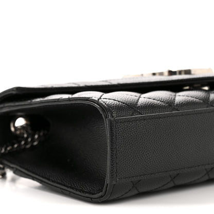 Saint Laurent Grain De Poudre Textured Mixed Matelasse Triquilt Small Monogram Satchel Black 9 of 14