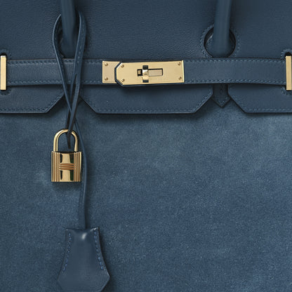 Hermes Veau Doblis Swift Grizzly Birkin 35 Bleu Thalassa 7 of 12